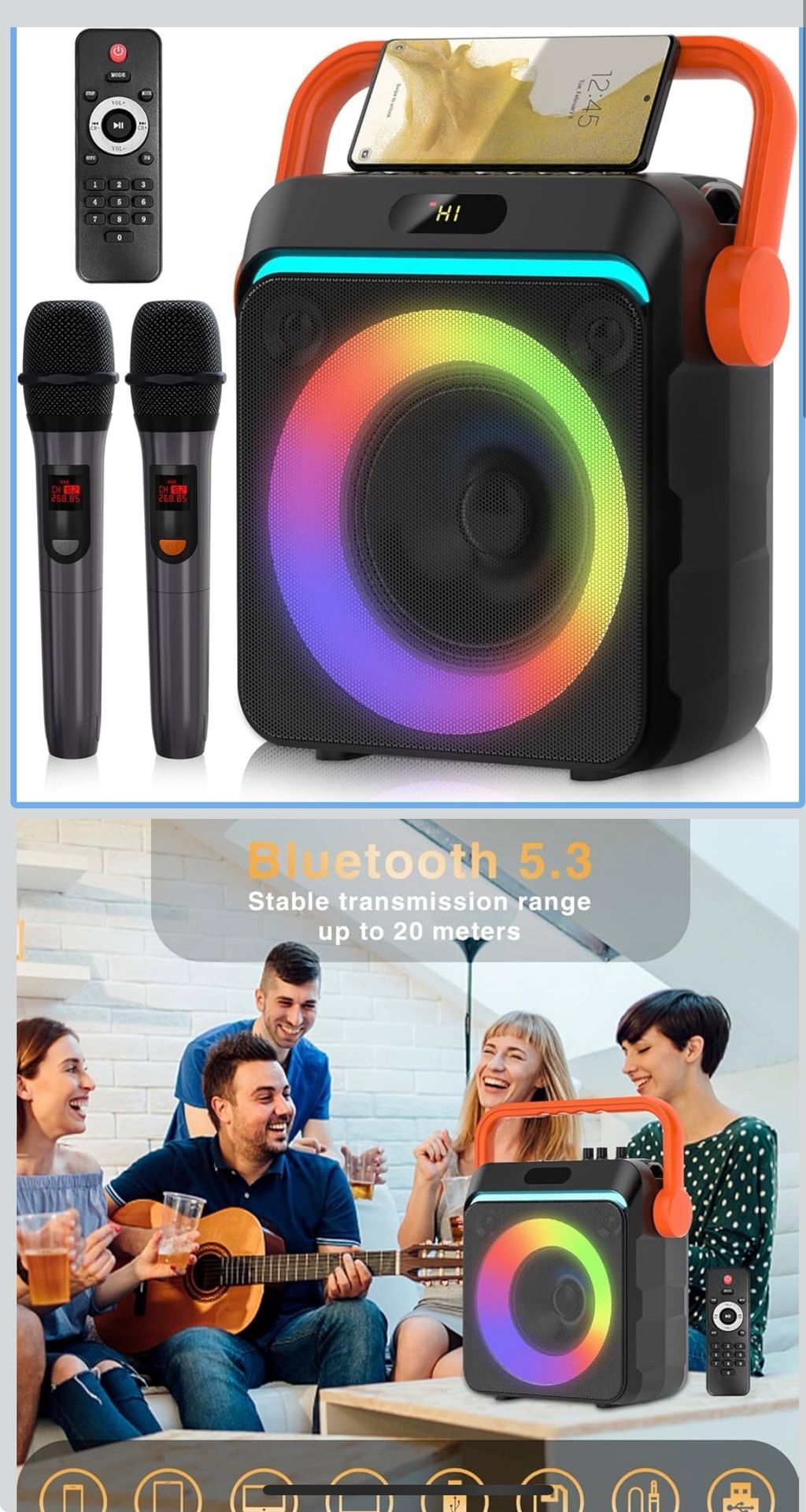 Karaoke Machine With 2 Microphones 