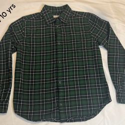 Dark Green Flannel Plaid Shirt