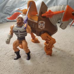 VINTAGE  HE-MAN MOTU 100% COMPLETE STRIDOR & FISTO ACTION FIGURES