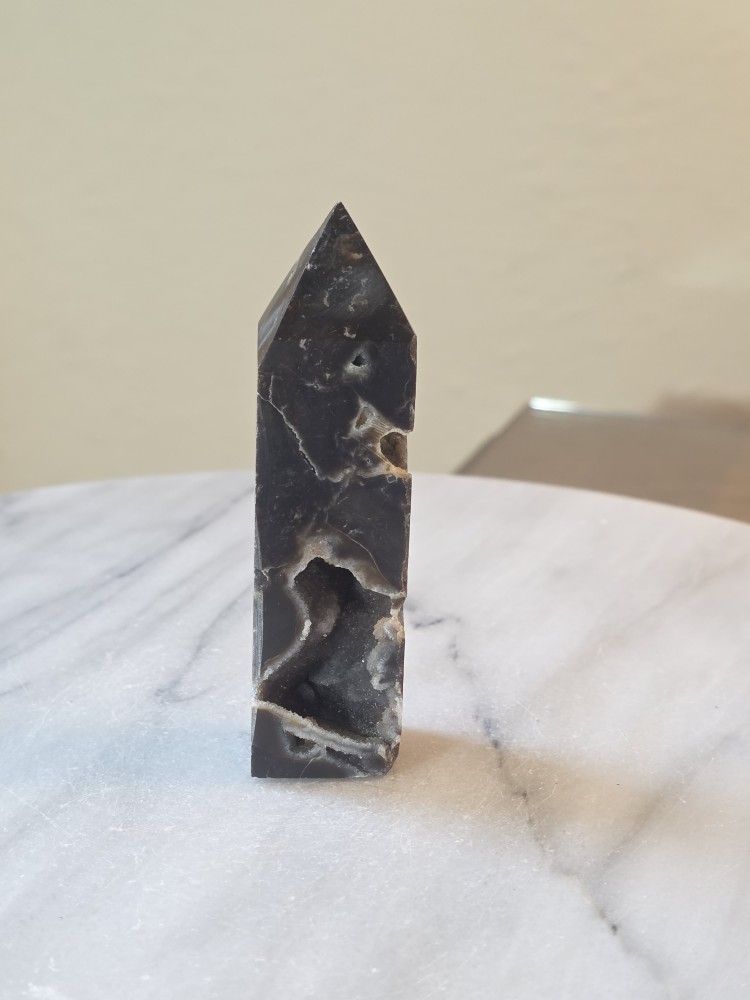 3.7" Approximately Sparkling Druzy Sphalerite Tower Quartz Crystal 