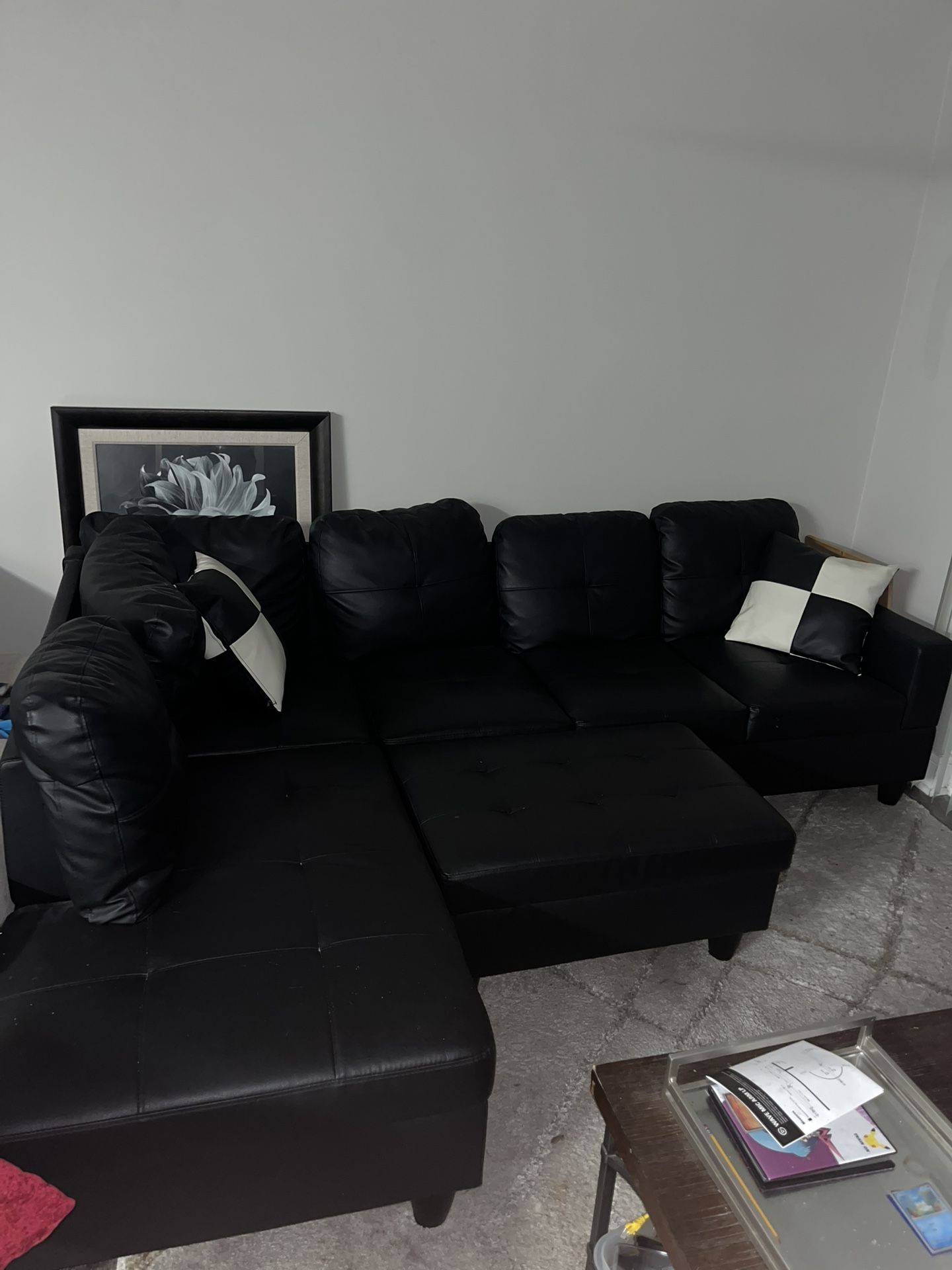 Black Leather Couch $350