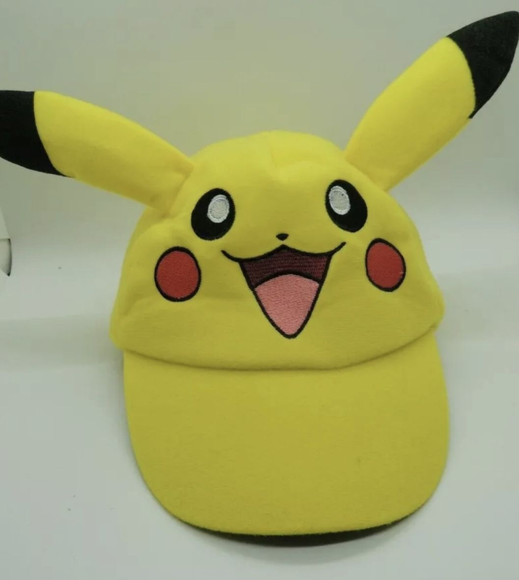 Pokémon Hat Pikachu Hat with Ears Embroidered Face One Size DesignWare Clean