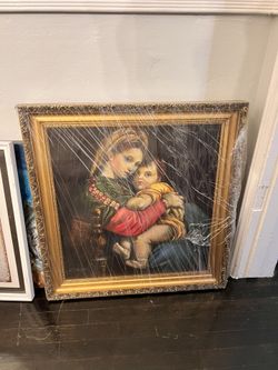 Vintage Mother And Child Original Painting