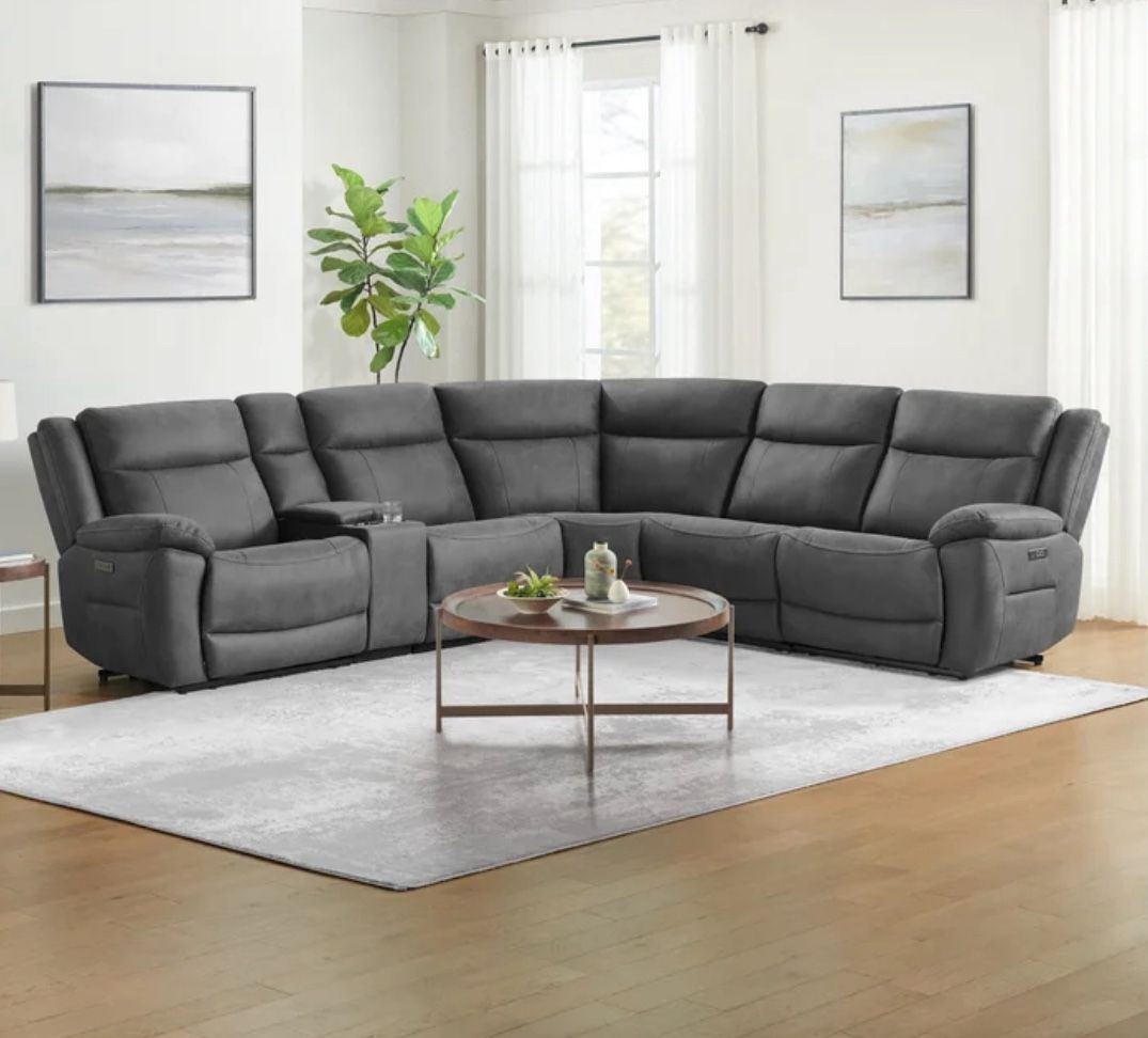 Zakary 6-piece Fabric Power Reclining Sectional With Power Headrests