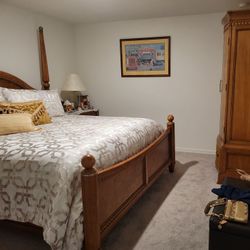 King Size Headboard And Foot Board  With Mattress And Box Spring 