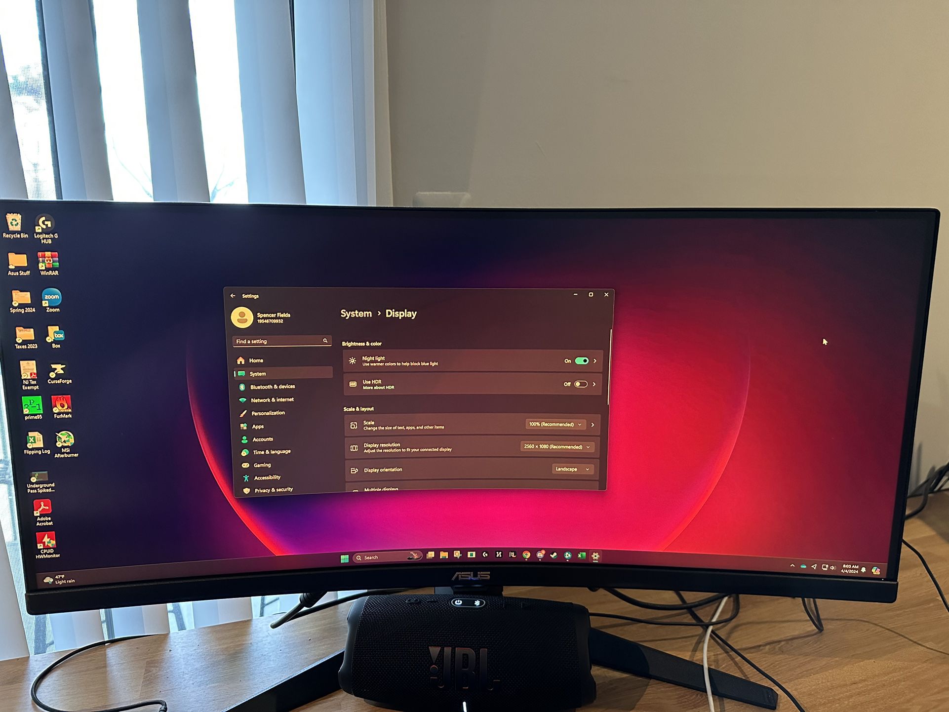 ASUS 29.5” Ultrawide 200 Hz 1ms 2560x1080 Curved Gaming Monitor 
