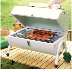 Portable Double Sided Charcoal Grill Compact and Portable BBQ Stove with Chimney Material Stable Support for Camping Picnic 
