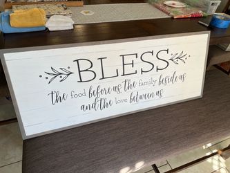 Farmhouse "Bless" Wood Wall Sign