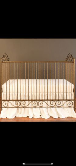 Brat Decor solid Iron baby crib antique gold finish