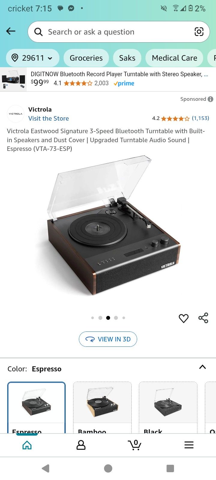 Victrola Turn Table Blue Tooth