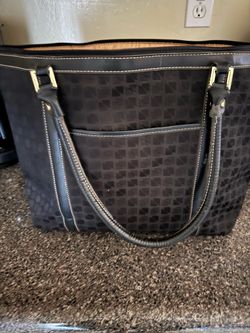 Black Tote Bag with Geometric Pattern
