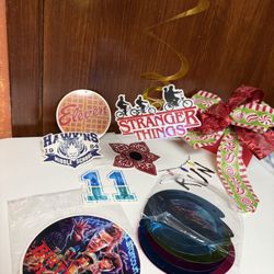 Stranger Things Themed Party Hanging Swirls and Cake Topper