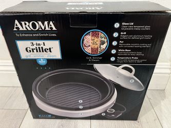Brand New In Box 3 In 1 Electric Grill, Simmer, Steam, With Lid.