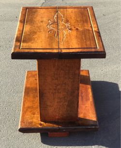 Antique Pedestal Side Table - mid century modern