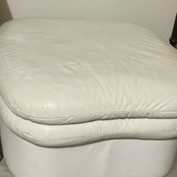White Leather Ottoman