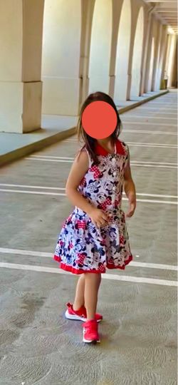 Girls Mickey & Minnie Mouse Print Dress Size 6-8C