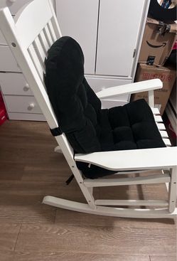 White Wooden Rocking Chair with Removable cushion