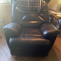Leather Brown Reclining And Rocking Chair 