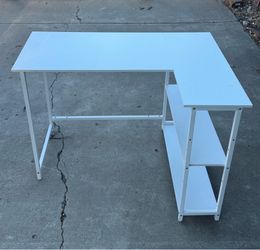 L-shape computer desk with storage shelves