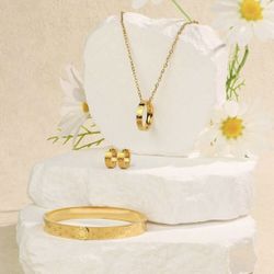 18K Gold Plated Stainless Steel Set Jewelry