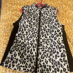 Leopard Print Puffer Vest  