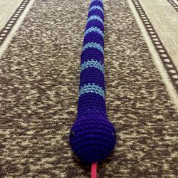 Purple And Dark Spruce Striped Crochet Snake 