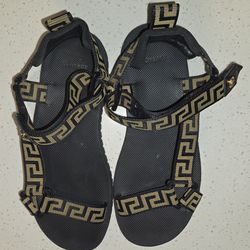 VERSACE Men's Greca Sandals Black Size 4.5 EU/10.5US