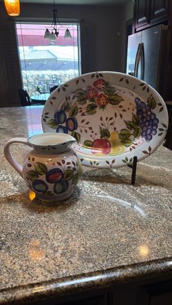 Decorative Plate and pitcher with Stand