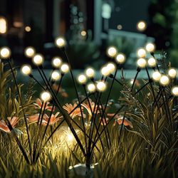 Brand new! Solar Garden Lights-Firefly Lights, New Upgraded 2 Pieces Together Feature 16 LEDs Solar Starburst Swaying Waterproof Lights in Each Pack