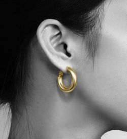 Classy 14K Gold Plated Hoop Earrings