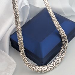 N10✨ 16" Sterling Silver Byzantine Link Necklace ✨