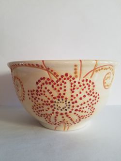 Handpainted Pier One Floral Dot Bowl