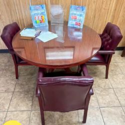Glass Topped Mahogany Table And Chairs