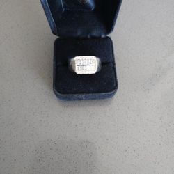 18K Diamond Cocktail White Gold Mens Ring