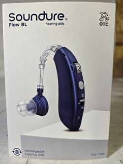 New Soundure Flow BL or BG Rechargeable OTC Hearing Aids Amplifiers 