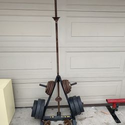 Weight Set Rack With 155lb Of Weights Plus Bars