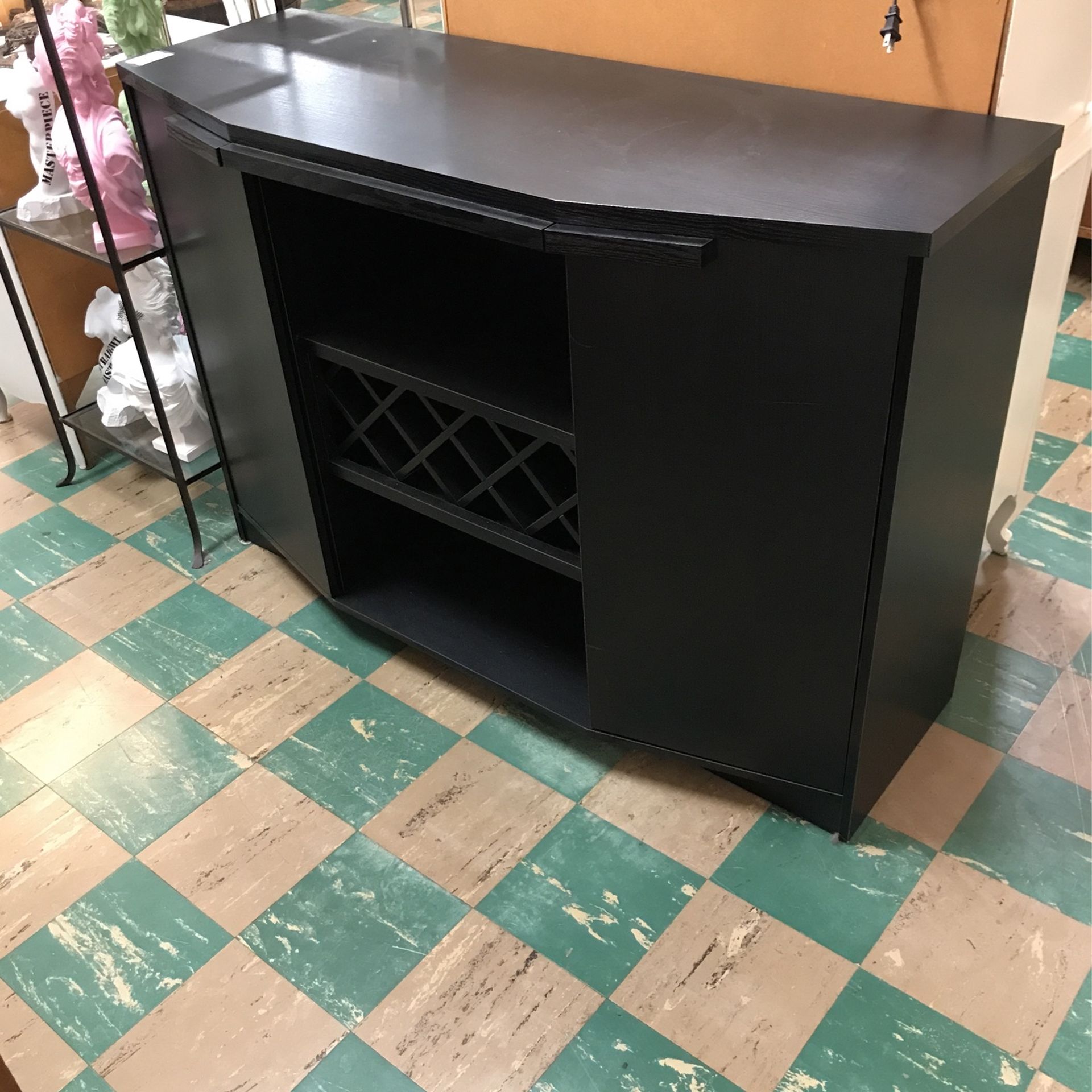 Modern Black Wine Buffet w/ Rack (Retail $350)