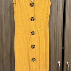 No Boundaries Yellow Button Maxi Tank Dress (S)
