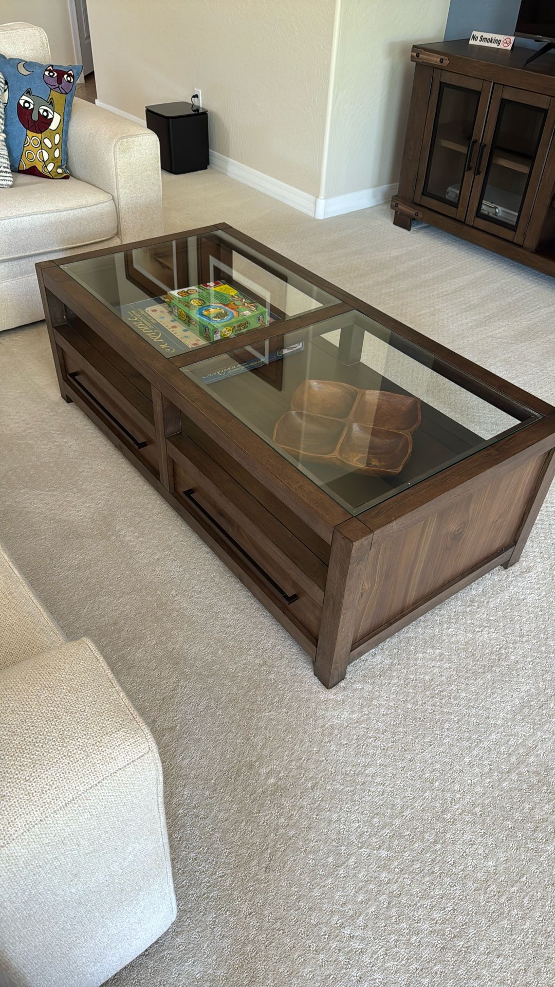 SAWYER BROWN RECTANGLE COFFEE TABLE W/WHEELS +