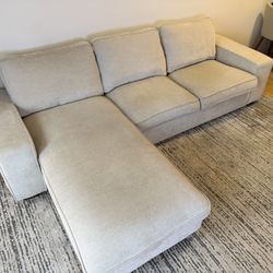 Beige Sectional Sofa with Chaise Lounge