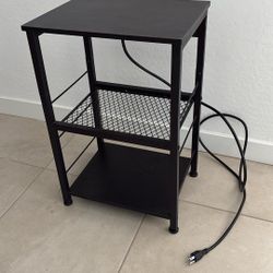 Small Black End Table With Charging Station