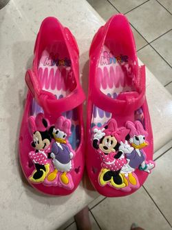 Toddler Girls Pink Glitter Minnie Mouse and Daisy Jelly Shoes
