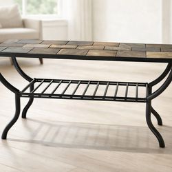 🔥 Tile Top Coffee Table w/ Storage Shelf – Great Condition 🔥