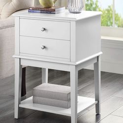 White Nightstand with 2 Drawers Tall 28", Modern Large End Table Living Room, Wooden Bed Side Tables Bedroom Night Stand