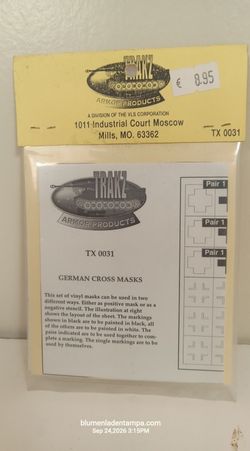 Trakz TX 0031 WWII German Cross Masks 1/35 Scale Vinyl Stencils New