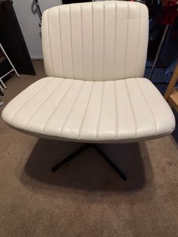 Comfy Cross Cross Chair - Beige Faux Leather Swivel Chair