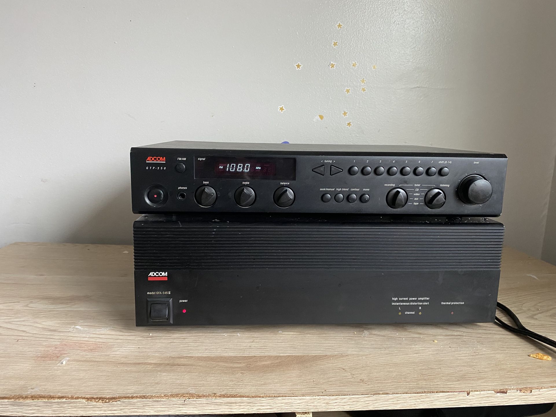 Adcom Amplifier And Adcom Stereo Tuner 