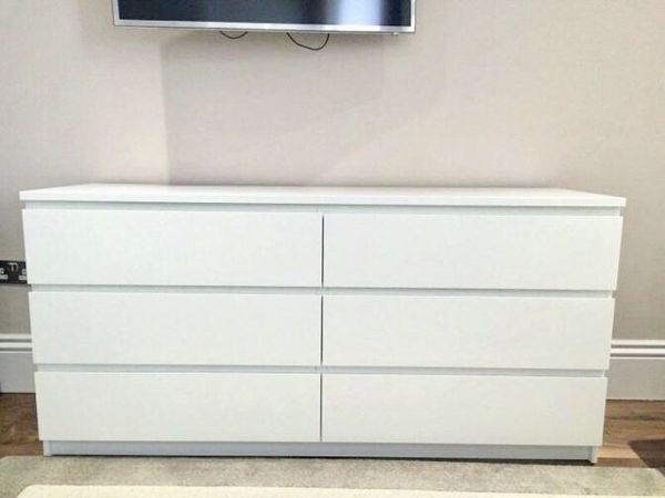 Ikea Malm 6 Drawer Chest Of Drawers With Glass Top Dresser Like