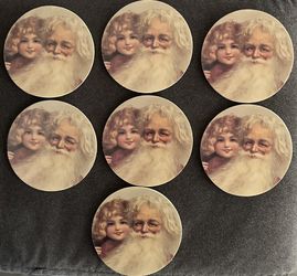 Vintage Christmas Holiday Cork Coasters