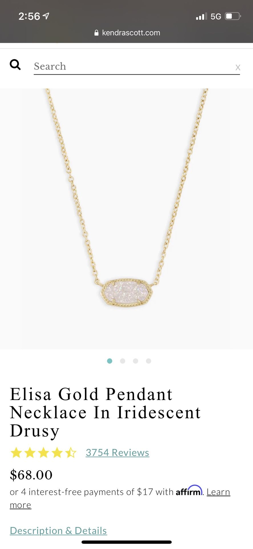 Kendra Scott Elisa Gold Pendant Iridescent Druzy